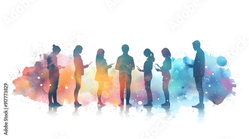 Wallpaper Mural 3D Flat Icon People Watercolor Financial Predictions Tablets Background Torontodigital.ca