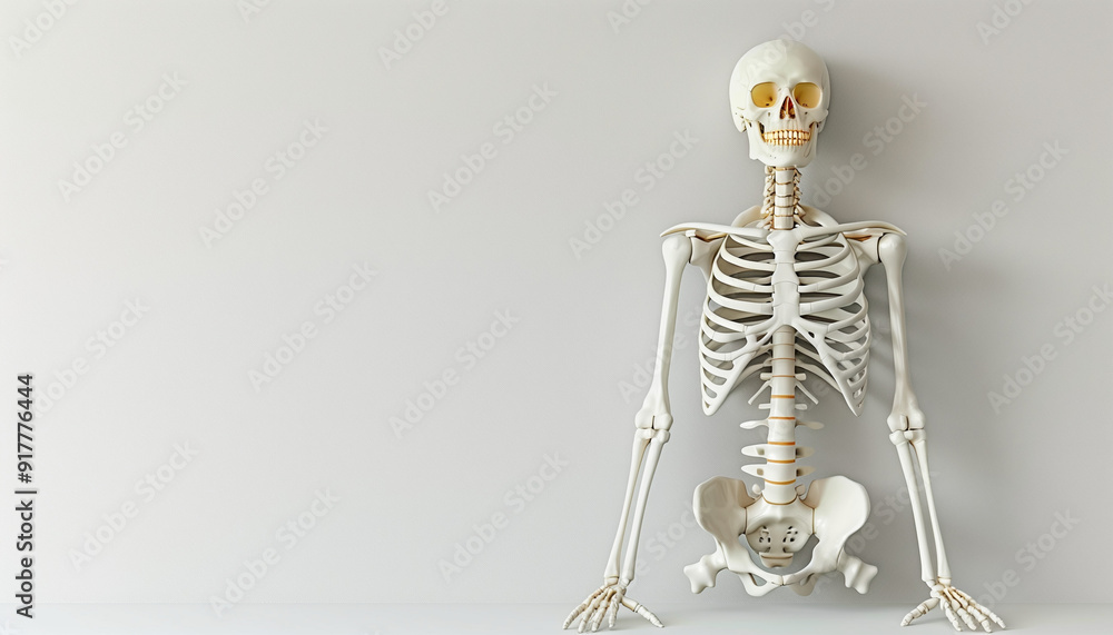 human upper body skeleton, 3D rendering human upper body skeleton, 3D rendering