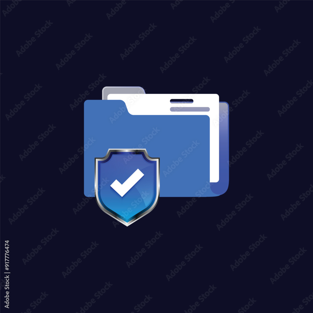 Illustration personal data security with folder icon and shield graphic Illustration personal data security with folder icon and shield graphic