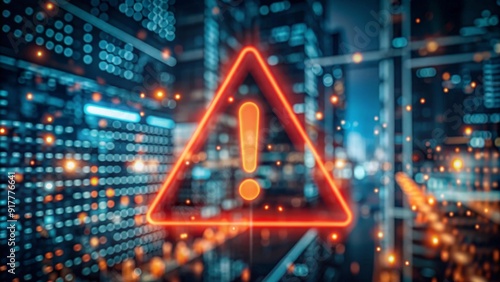 Red Fraud Detection Blur - Creative blur effect with a red fraud detection warning symbol.
