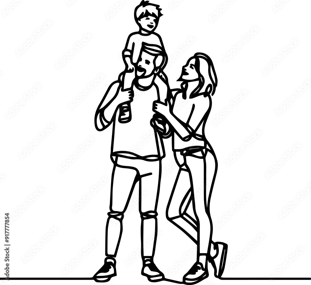 line art vector image of parent and child,happy family line art vector image of parent and child,happy family