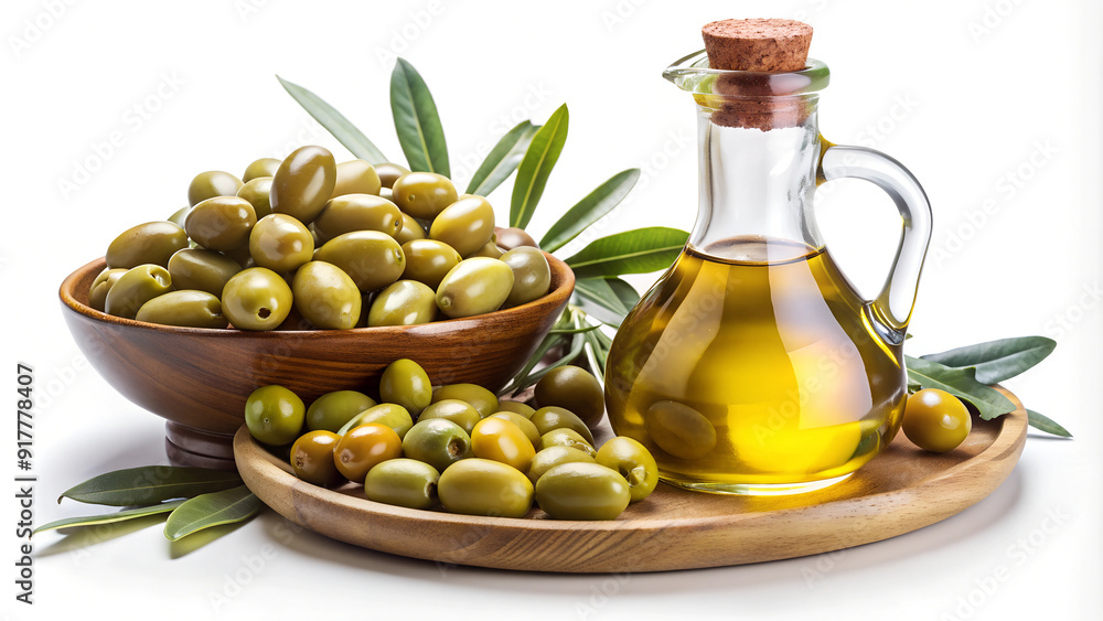 Olive oil and olives. Olive oil and olives.