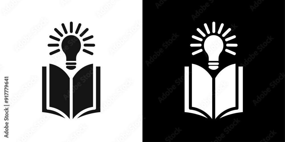 book with bulb icon Symbol mark in filled style book with bulb icon Symbol mark in filled style
