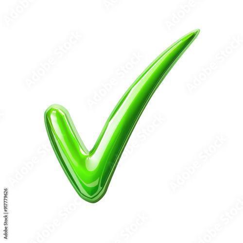 Green Tick Mark Symbol Isolated on Transparent or White Background, PNG