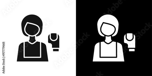 Boxer Woman Icon Symbol mark in filled style