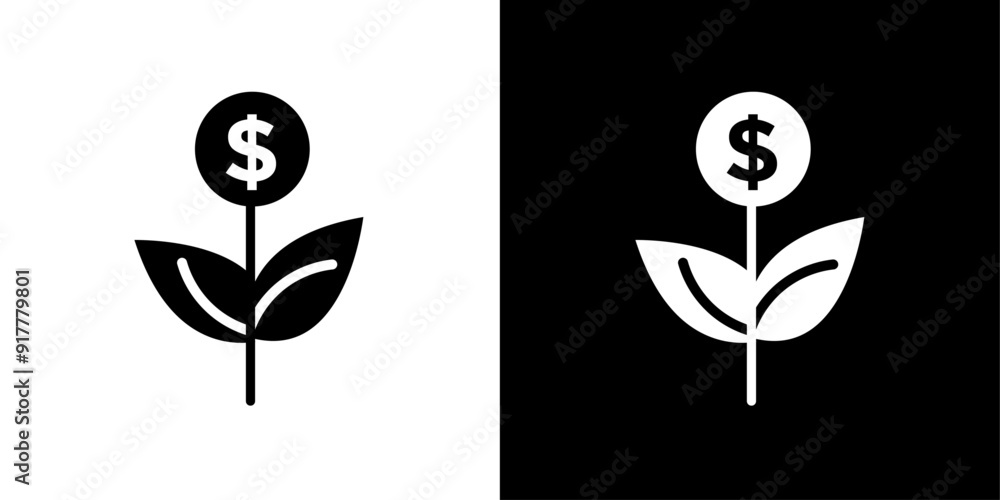 Business Investments growth Icon Symbol mark in filled style