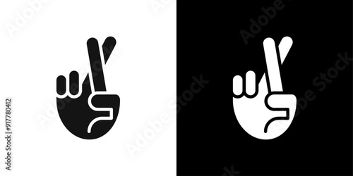 Crossed fingers icon Symbol mark in filled style