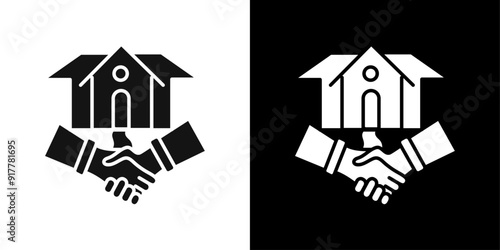 hands home deal icon Symbol mark in filled style