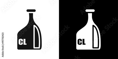 liquid Chlorine chemical icon Symbol mark in filled style