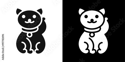 maneki neko doodle icon Symbol mark in filled style
