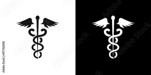 medical caduceus icon Symbol mark in filled style