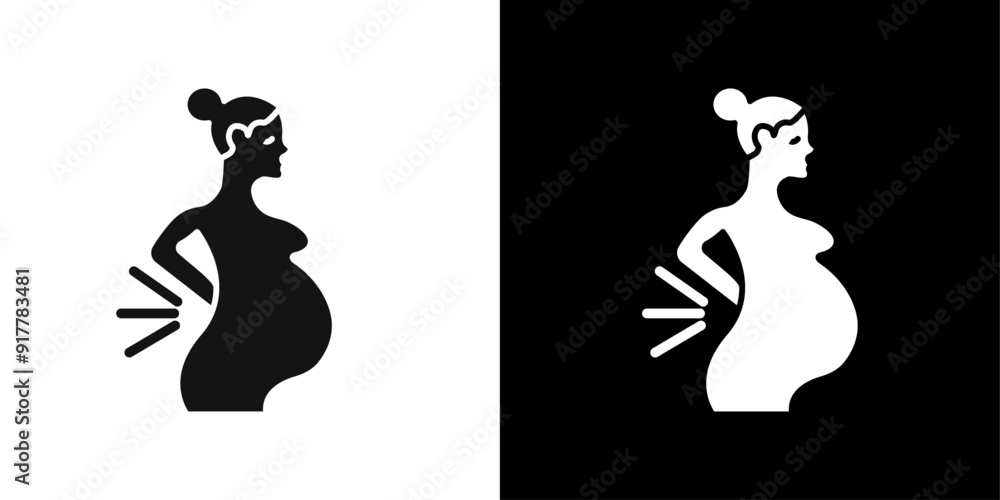Pregnant woman backache icon Symbol mark in filled style Pregnant woman backache icon Symbol mark in filled style