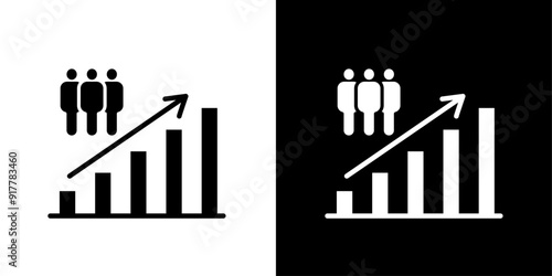 population growth graph icon Symbol mark in filled style