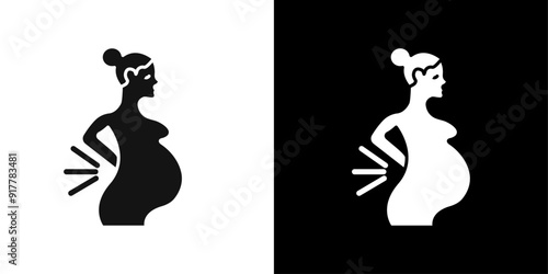 Pregnant woman backache icon Symbol mark in filled style