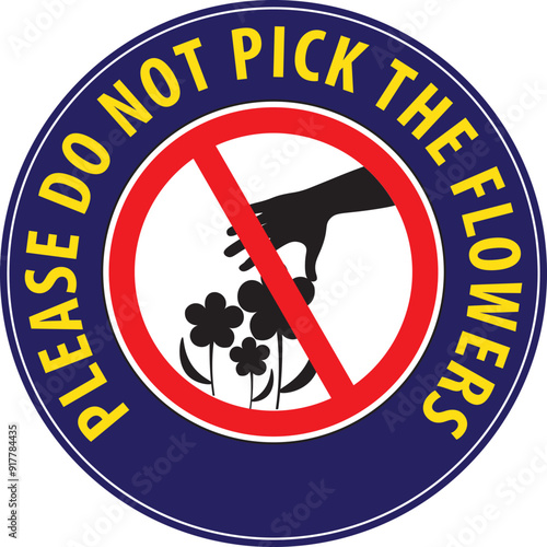 Please do not pick the flowers sign vector.eps