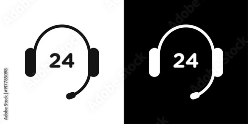 24 hrs support or service icon Symbol mark in filled style