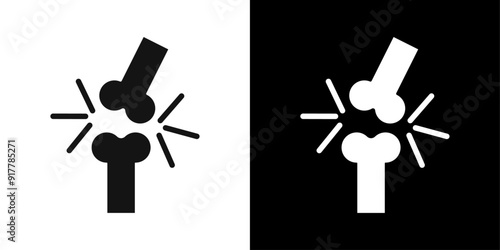 Arthritis knee joint pain icon Symbol mark in filled style