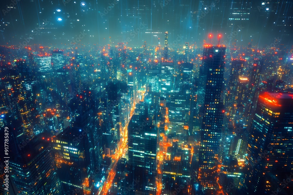 Luminous Night. Urban exploration concept Luminous Night. Urban exploration concept