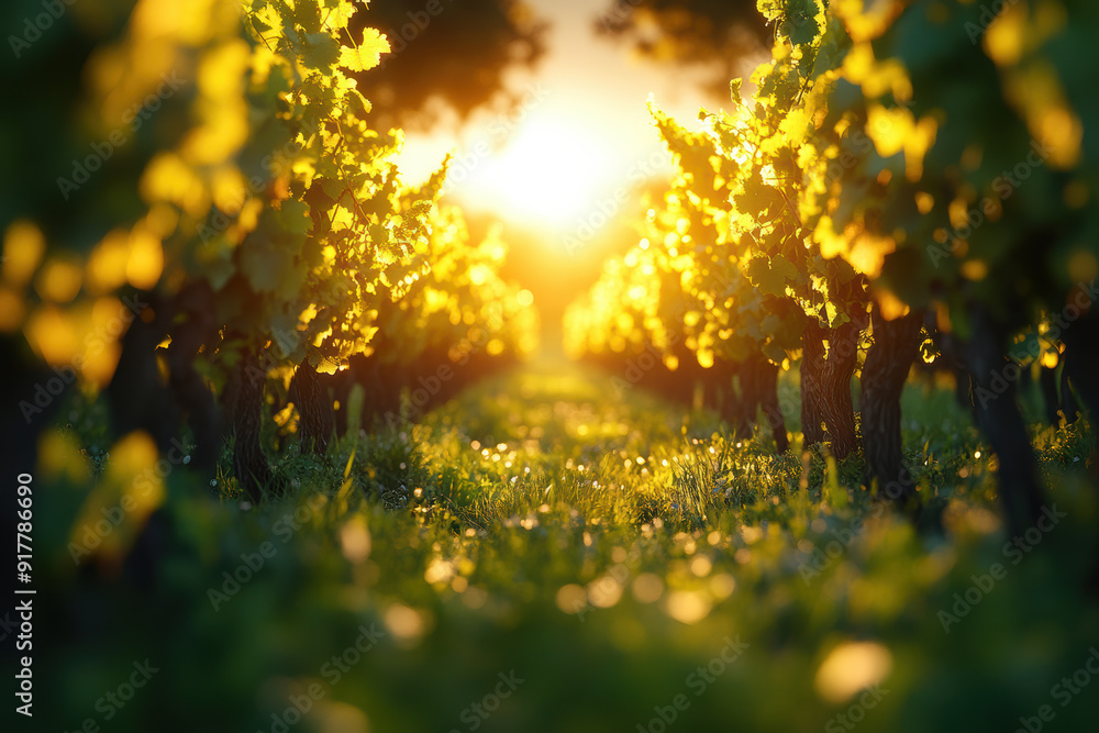 Low Angle Shot of Vineyard and Sunlight Low Angle Shot of Vineyard and Sunlight