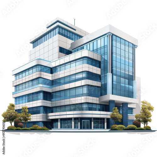 Hospital Building Isolated on Transparent or White Background, PNG