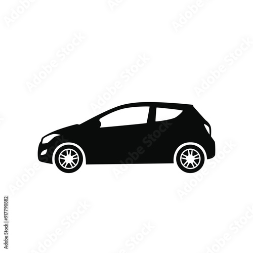 Compact city car icon. Side View. Vector illustration