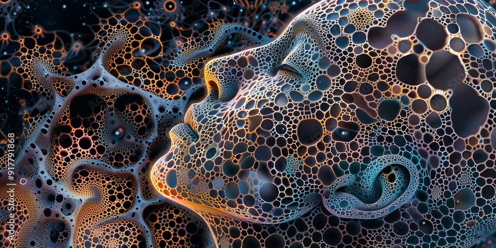 A brain illustrated with delicate, geometric patterns, symbolizing the complexity and beauty of human cognition and neural networks A brain illustrated with delicate, geometric patterns, symbolizing the complexity and beauty of human cognition and neural networks