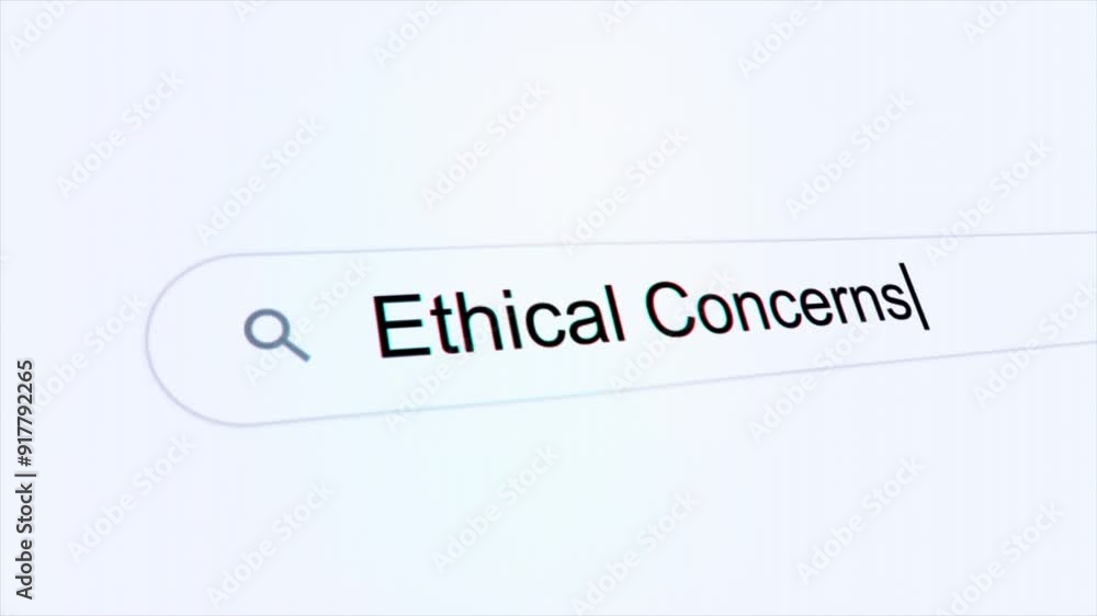 Ethical Concerns typing on internet search bar computer screen. Ethical Concerns typing on internet search bar computer screen.