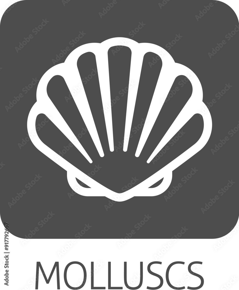 A seashell shell clam mollusc food stylised icon. Possibly an icon for the allergen or allergy or a seafood concept. A seashell shell clam mollusc food stylised icon. Possibly an icon for the allergen or allergy or a seafood concept.