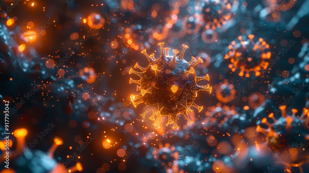 An abstract 3D illustration of a virus molecule, emphasizing the need for hospitals and healthcare facilities to combat viral diseases. An abstract 3D illustration of a virus molecule, emphasizing the need for hospitals and healthcare facilities to combat viral diseases.