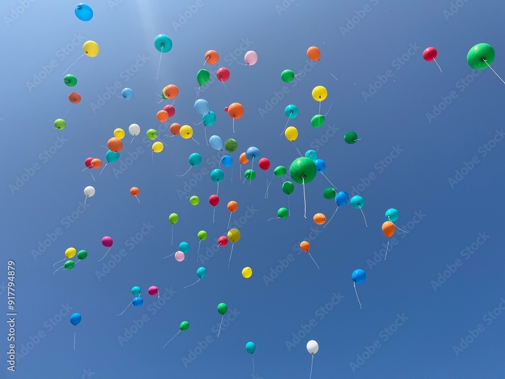 Colorful balloons in the blue sky Colorful balloons in the blue sky