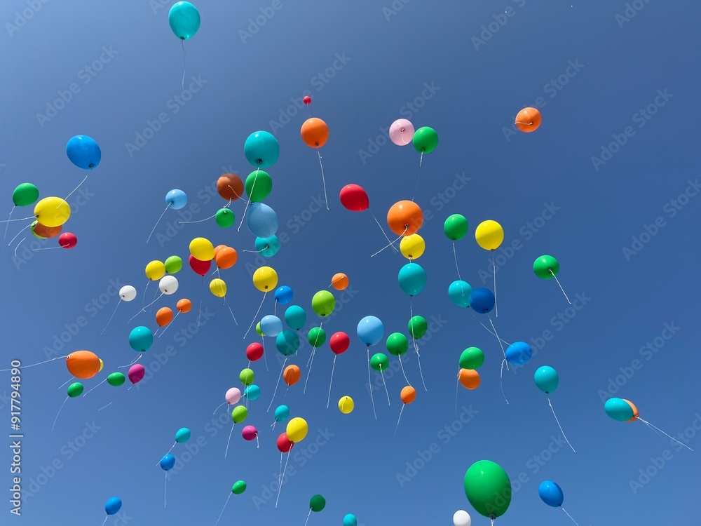 Colorful balloons in the blue sky Colorful balloons in the blue sky