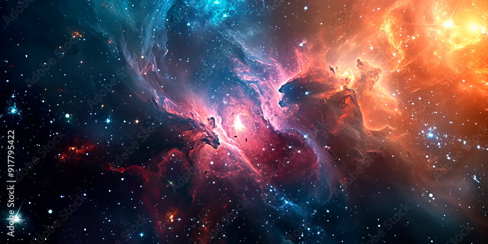 Magic color galaxy. Infinite universe and starry night.