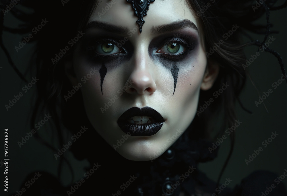 Close Up shot of a dark princess, pale skin, pale lips Close Up shot of a dark princess, pale skin, pale lips