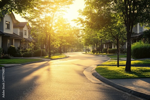 Suburban Street at Golden Hour