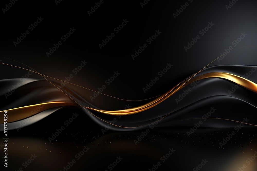 Naklejka premium Abstract black and gold wave background with copy space.