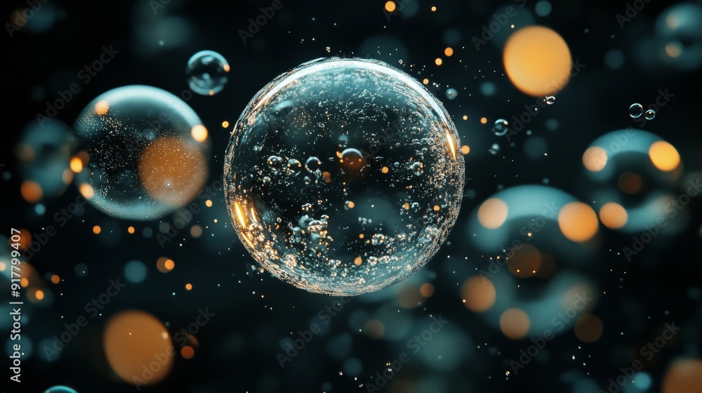 Fototapeta premium A mesmerizing collection of bubbles illuminated by light