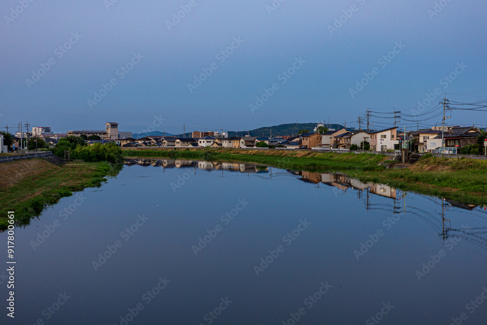 Fototapeta premium 日本の岡山県岡山市の美しい朝の風景