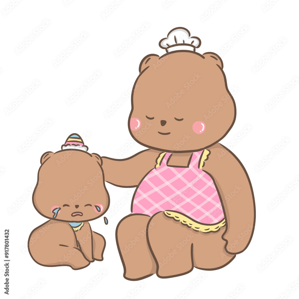 Fototapeta premium a little bear with momy