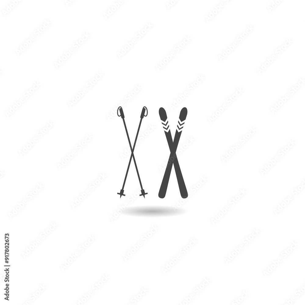 Simple Skis icon with shadow Simple Skis icon with shadow