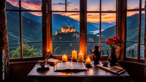 Castle View: A Cozy Evening of Melancholy and Magic Through the Window