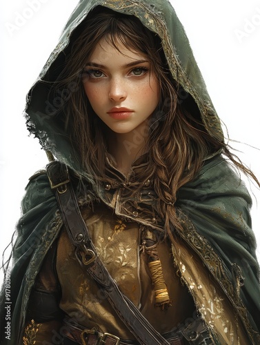 A Portrait of a Woman in a Green Hood