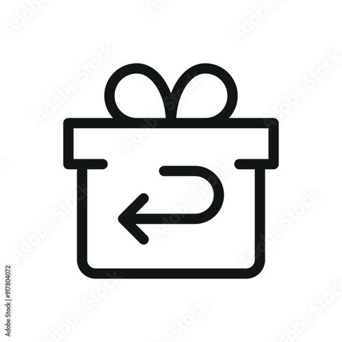 Return gift box isolated icon, gift return policy vector symbol with editable stroke