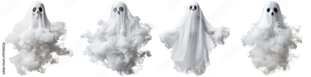 Ghostly Figures Floating on Transparent Background Ghostly Figures Floating on Transparent Background