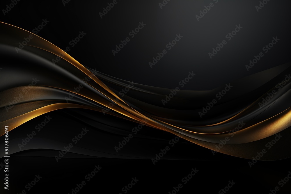 Abstract black background with golden lines. Abstract black background with golden lines.