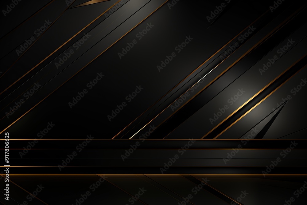 Abstract black background with golden lines. Abstract black background with golden lines.