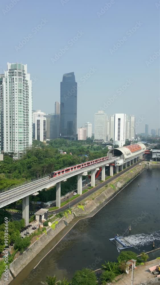 Aerial view of skytrain in Jakarta, Indonesia Aerial view of skytrain in Jakarta, Indonesia
