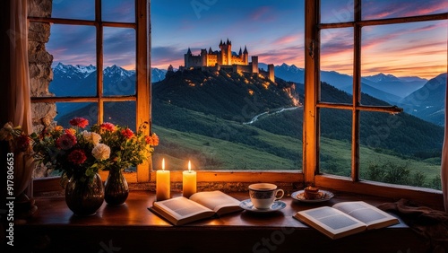 Castle View: A Cozy Evening of Melancholy and Magic Through the Window