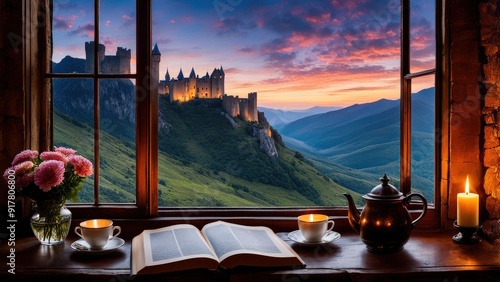 Castle View: A Cozy Evening of Melancholy and Magic Through the Window