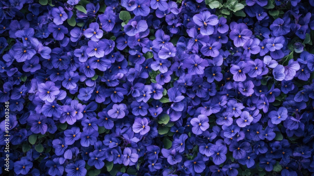 A dense carpet of blooming violets, creating a soft and enchanting flower background A dense carpet of blooming violets, creating a soft and enchanting flower background