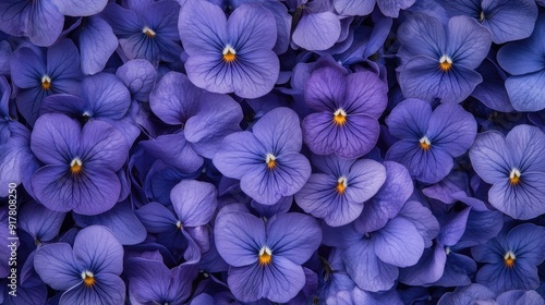 A dense carpet of blooming violets, creating a soft and enchanting flower background